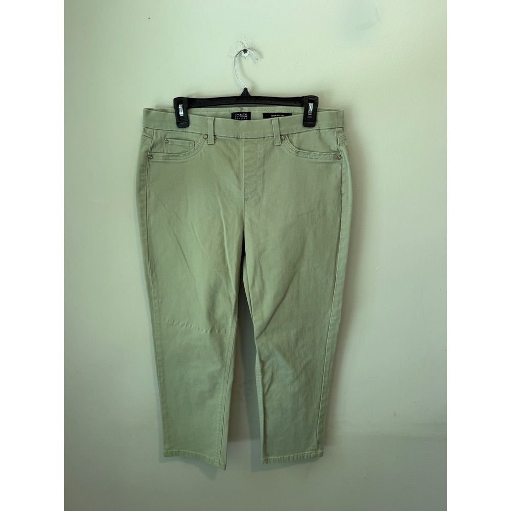 Jones New York Astor Pull On Pants Womens 12 Sage Green Classic Stretch Straight